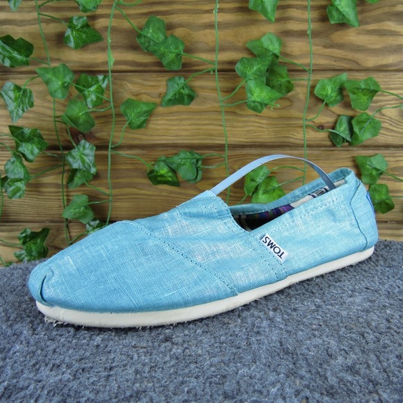 Toms Shoes - TOMS Women's Classic Aqua Loafer Blue Fabric Sz 8.5 Medium Gently Used 2025